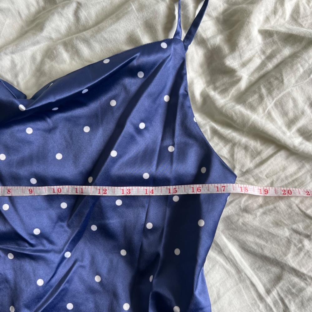Satin polka dot cowl neck 90s midi dress - Picture 7 of 16